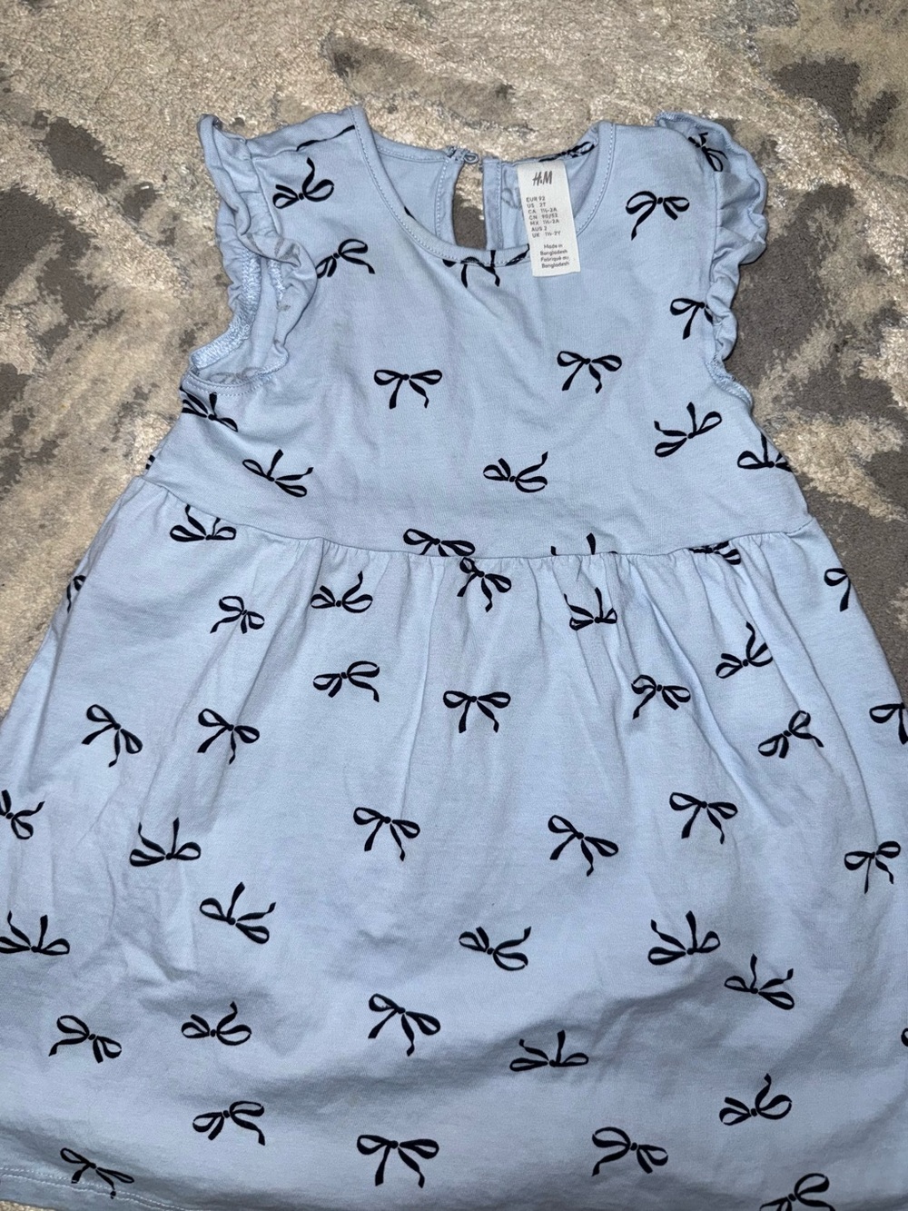 H&M Light Blue Dress with Navy Bow Print